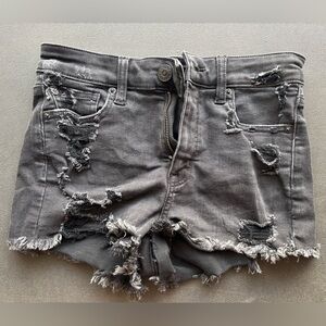 Distressed Black Jean Shorts